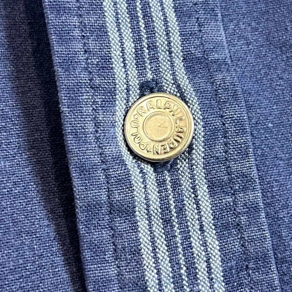 Polo Ralph Lauren Large 100% Cotton Vintage Heavy Shirt Jacket Metal Buttons